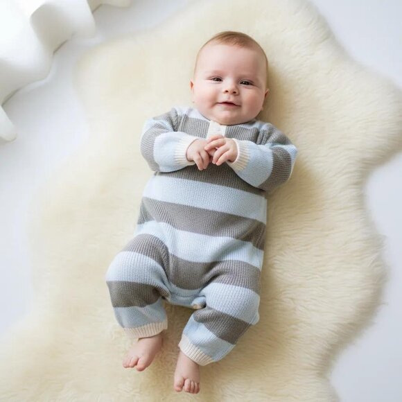 Bebe Soft Knit Striped Jumpsuit size 6 Months - Picture 1 of 13